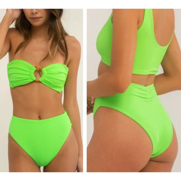 Montce Other - New! Montce BOTTOM Lima Micro Rib Paula Bikini Bottom Bright Green 27868